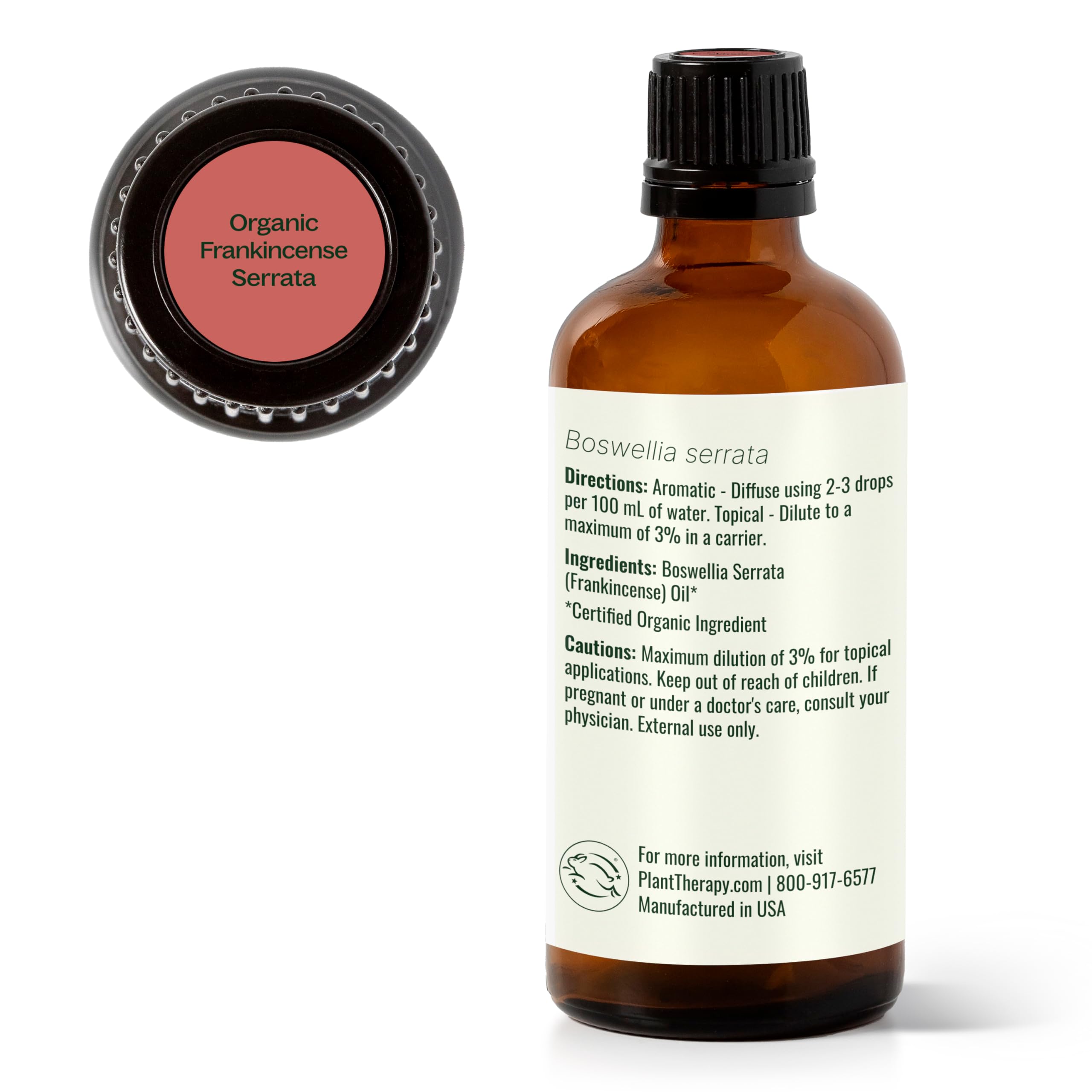 Plant Therapy Frankincense Serrata: origen orgánico certificado para tranquilidad.