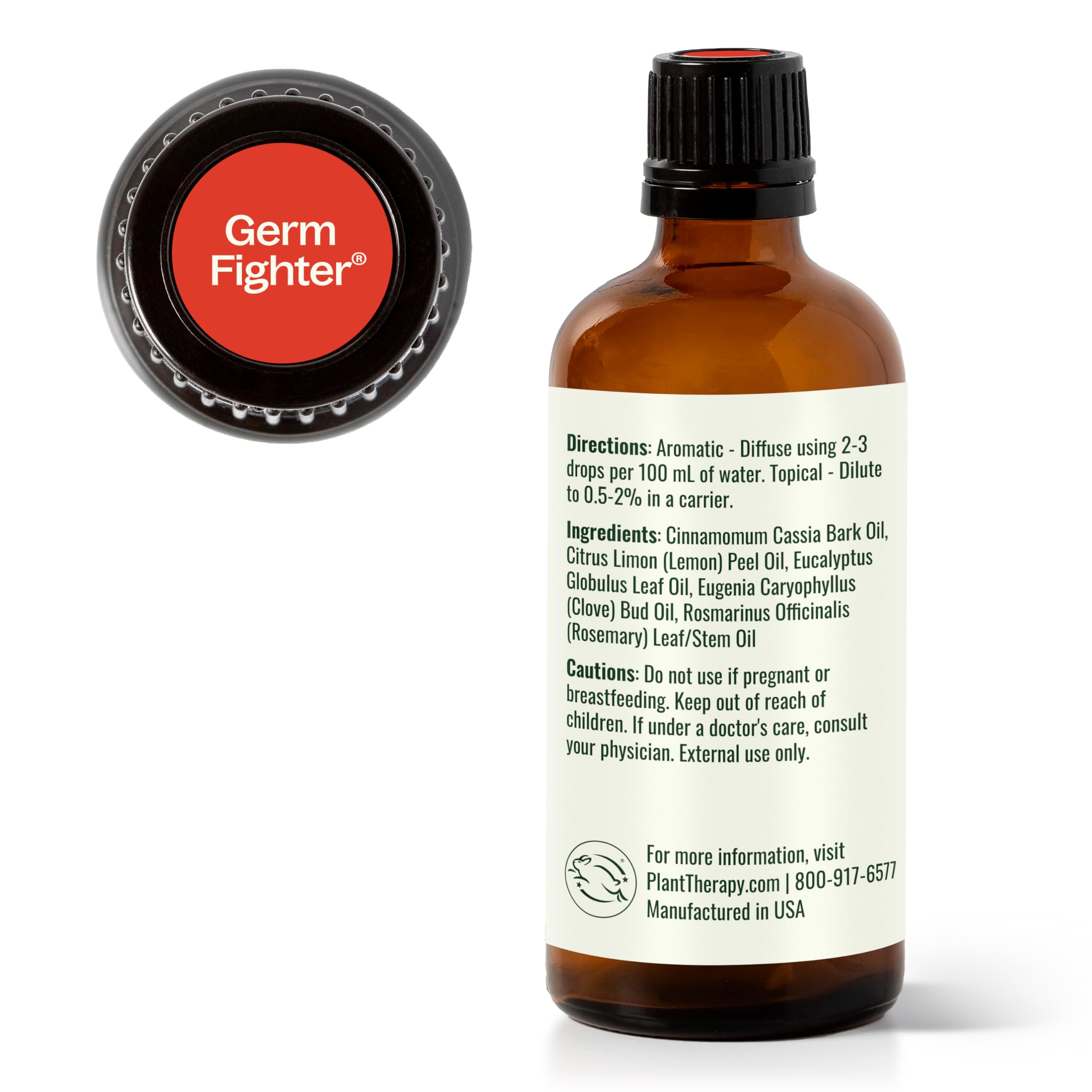 Plant Therapy Germ Fighter, empaque seguro, diseño práctico para uso en casa.