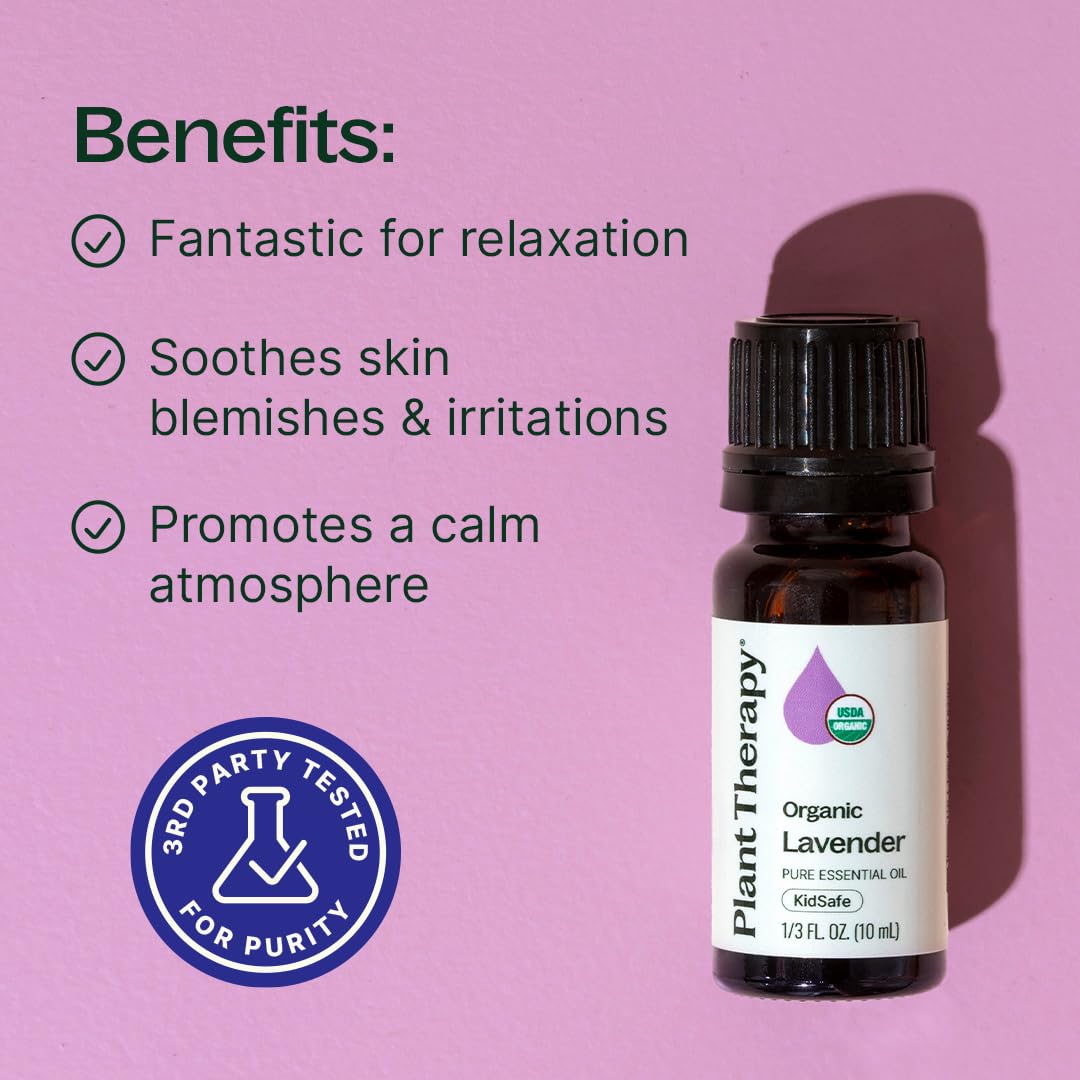 Gotas de Plant Therapy lavanda orgánica para cuidado suave de la piel