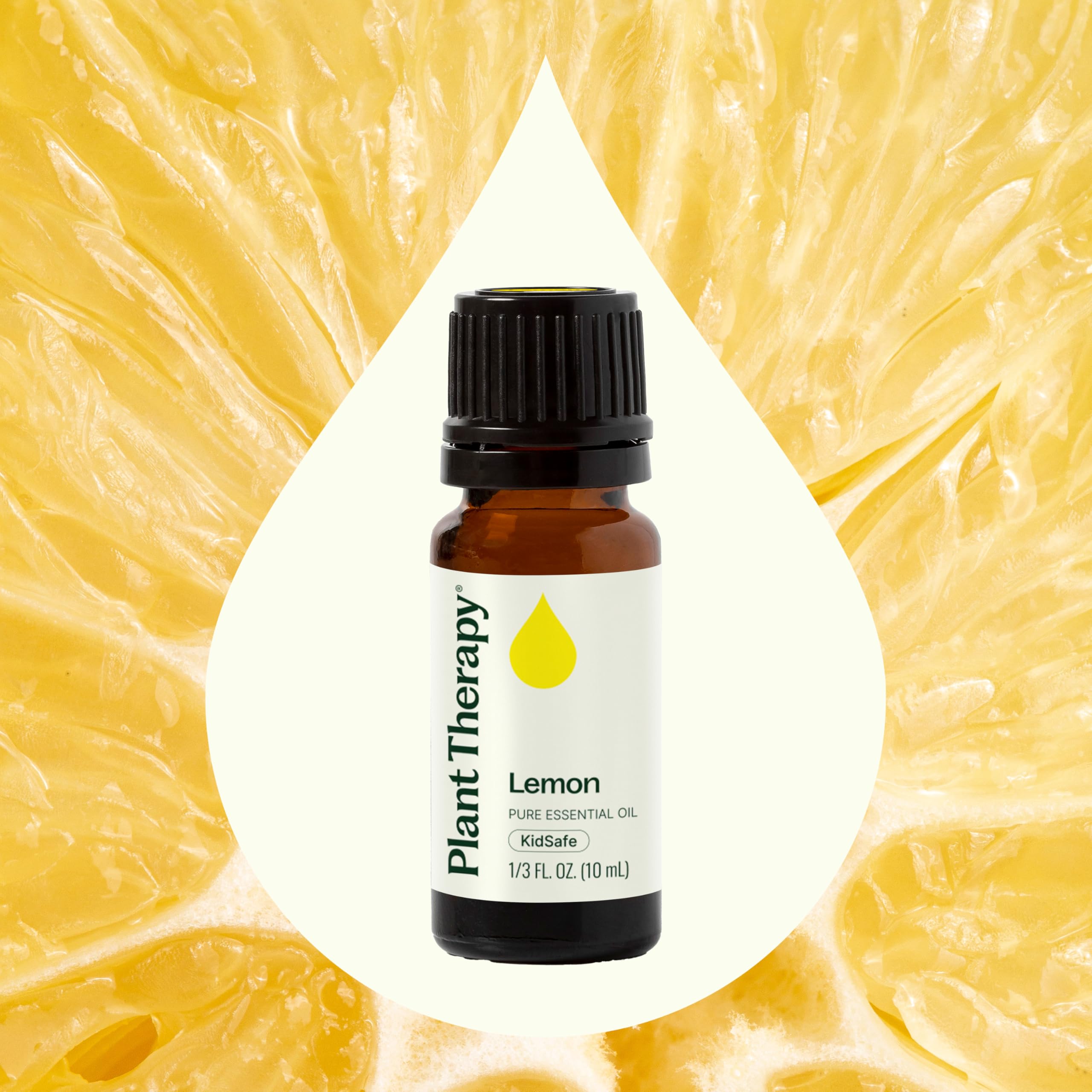 Plant Therapy Lemon etiqueta en frasco destacando pureza y calidad