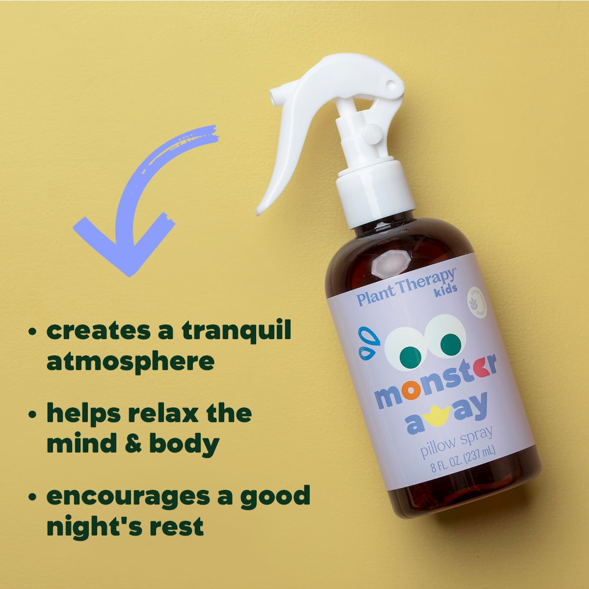 Aromaterapia suave con Monster Away para la hora de dormir infantil.