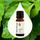 Plant Therapy Patchouli: etiqueta detallada y color ámbar.