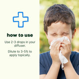 Ingredientes naturales de Plant Therapy Sniffle Stopper, ideal para apoyar la respiración suave.