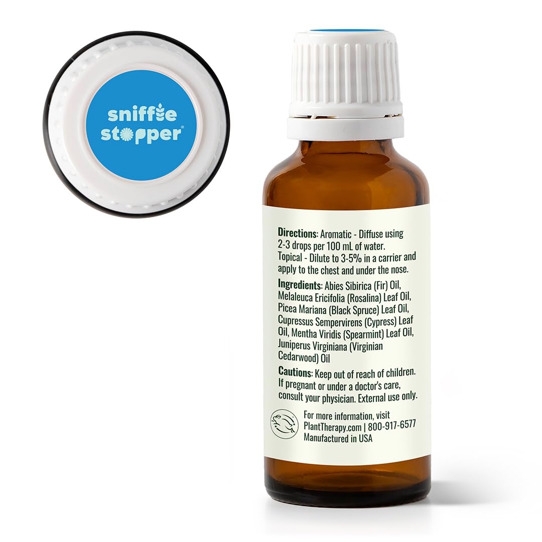 Presentación atractiva de Plant Therapy Sniffle Stopper, ideal para regalo de bienestar.