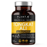 PLANT.O NUTRITION Tongkat Ali Ultrapower: botella visible para mayor resistencia y energía diaria