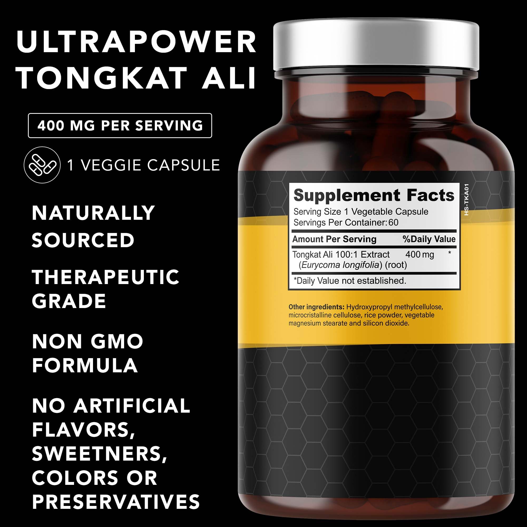 PLANT.O NUTRITION Tongkat Ali Ultrapower: etiqueta destaca dosis y calidad