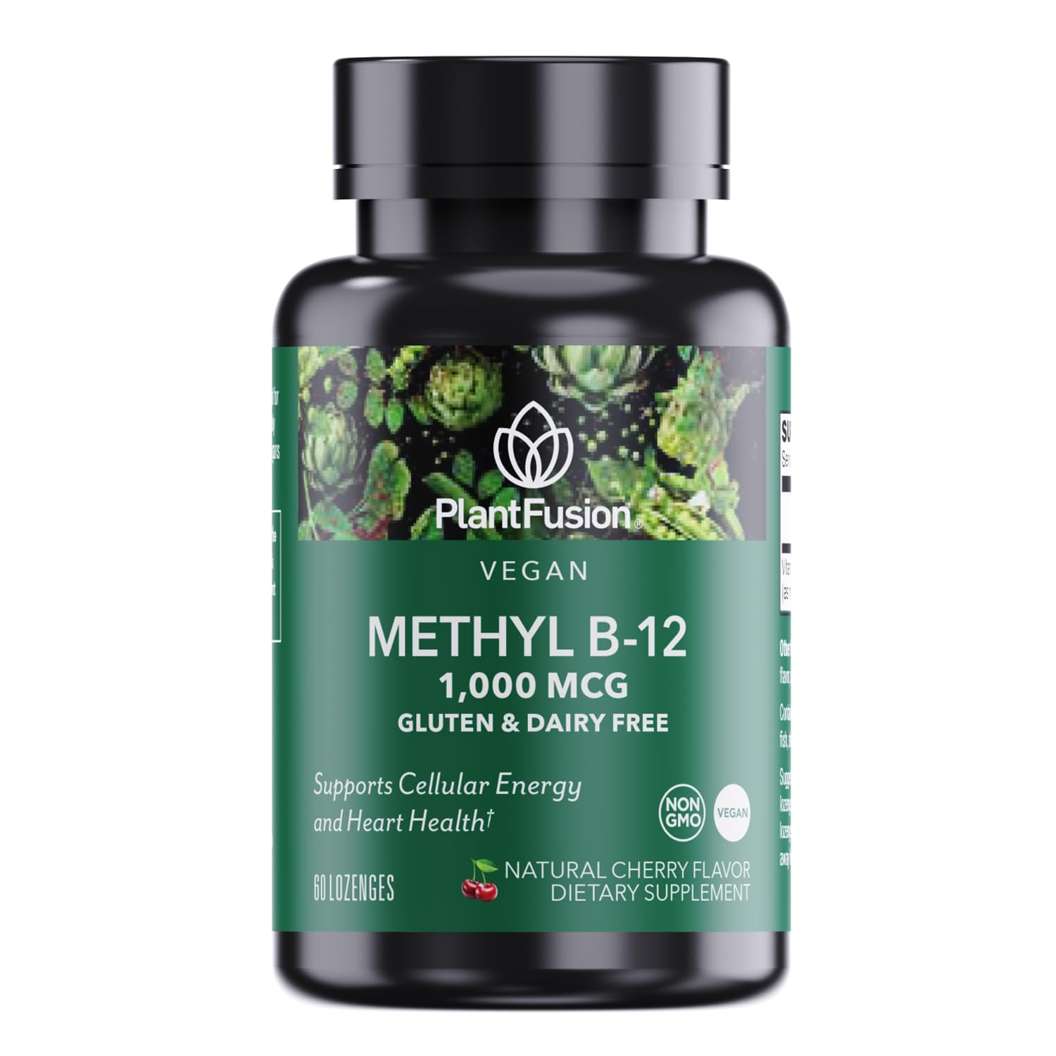 PlantFusion B12 Methyl 1000 mcg, pastilla sublingual para energía suave.