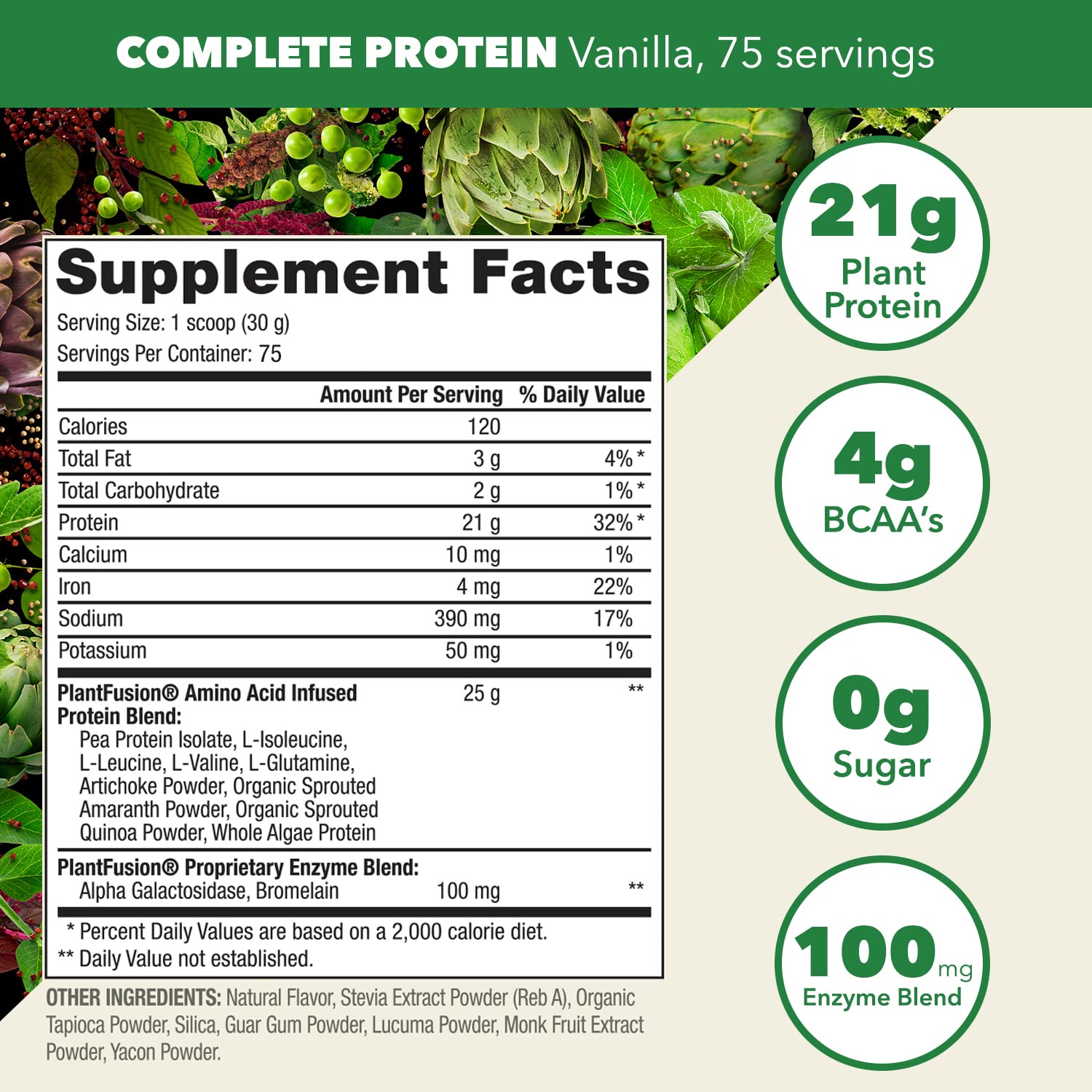 PlantFusion con BCAA y glutamina para recuperación muscular.