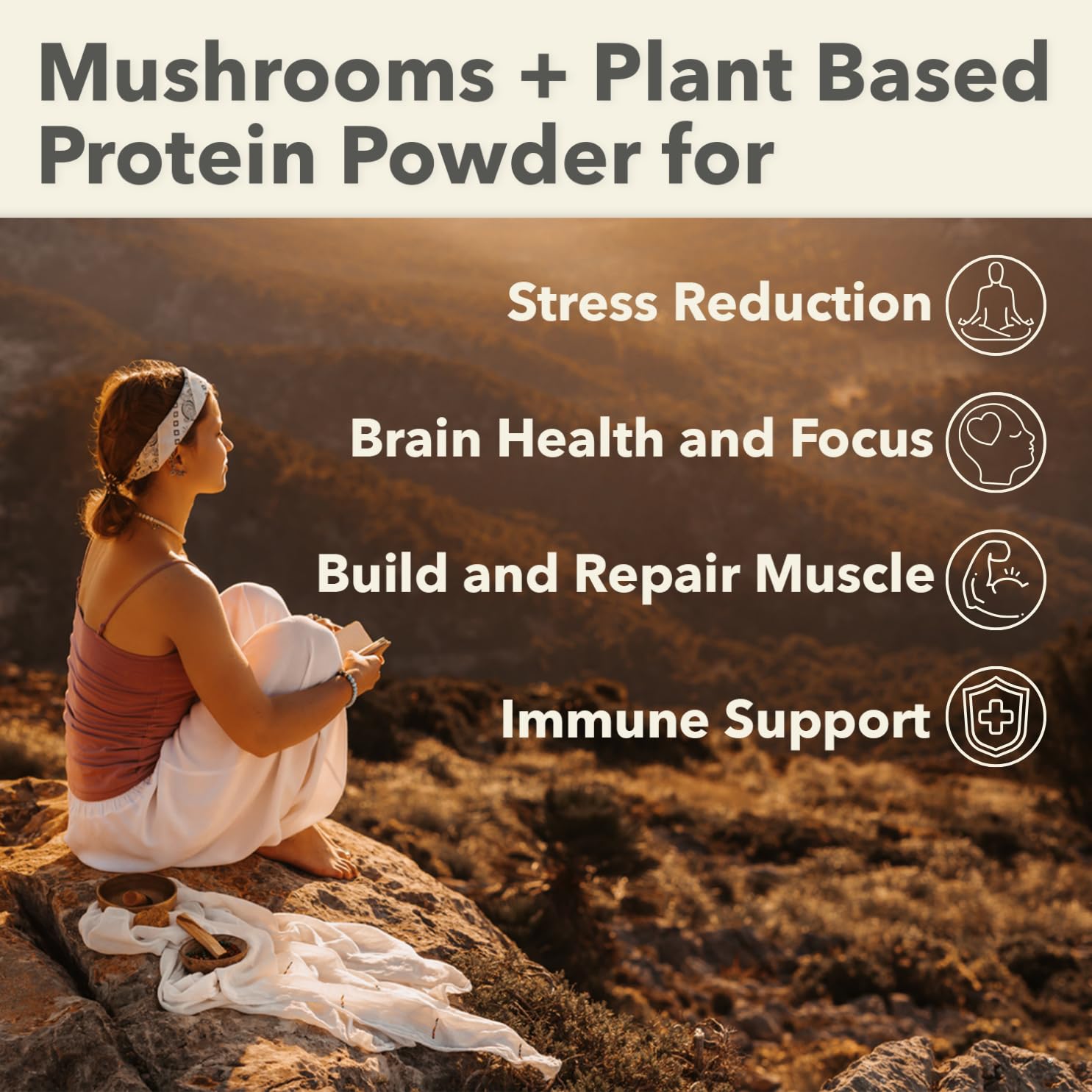 PlantFusion cordyceps y melena de león para mayor enfoque mental.