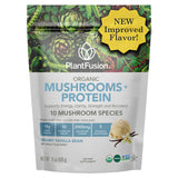 PlantFusion proteína de hongo vainilla en polvo, ideal para energía y recuperación.