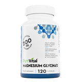 Plantvital magnesio glicinato 200mg cápsulas en botella, dosis diaria suave para bienestar general.