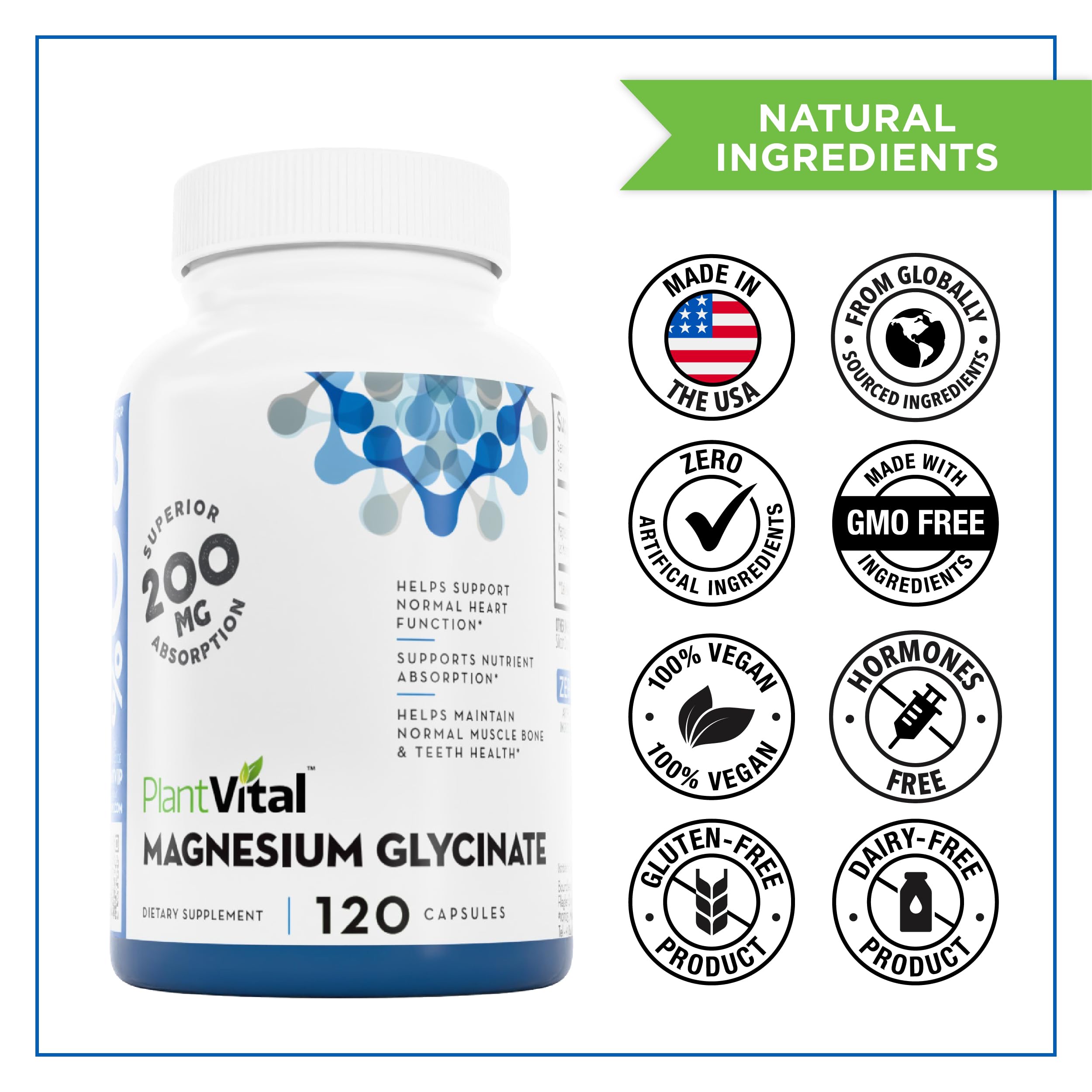 Plantvital magnesio glicinato 200mg envase sostenible para consumo consciente.