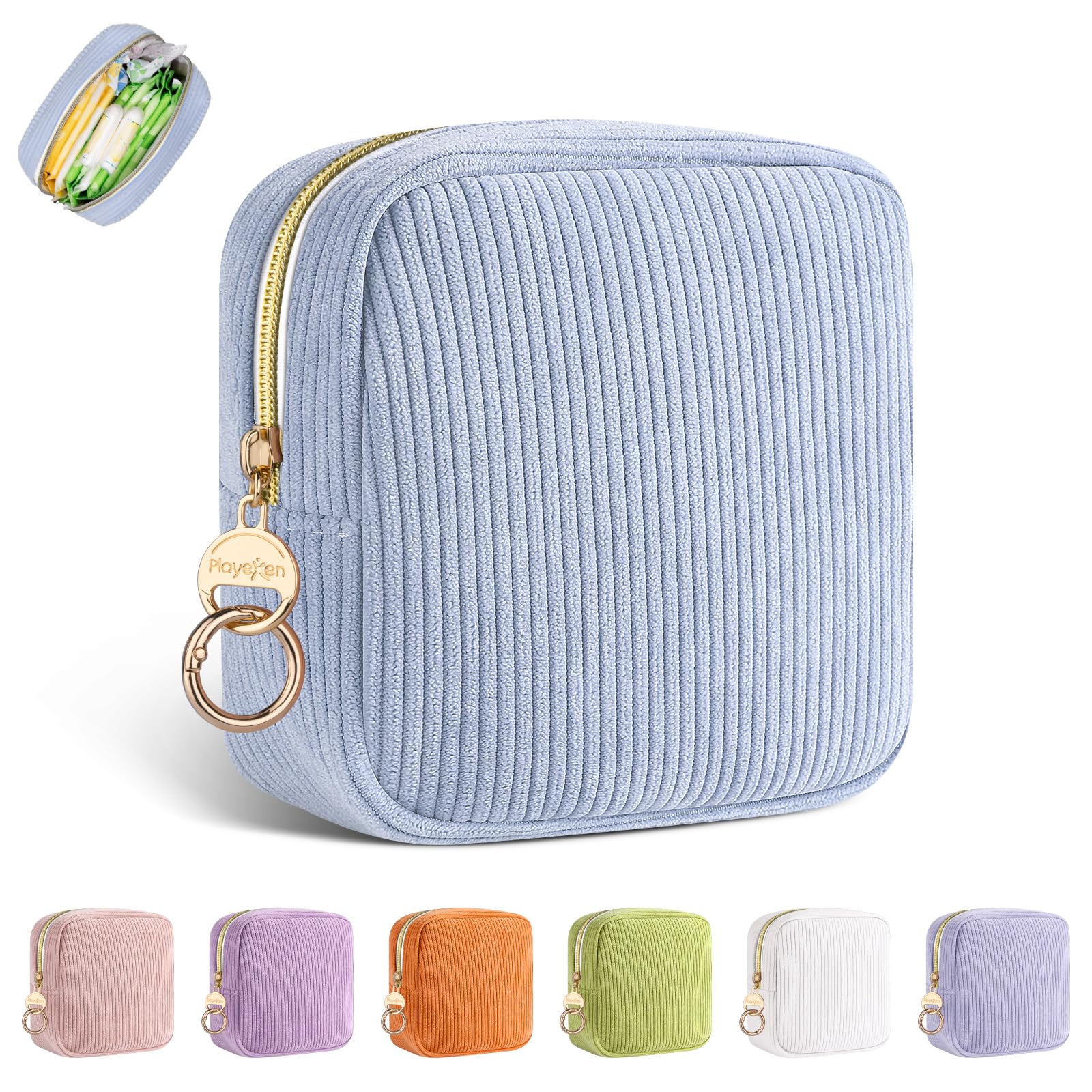 Playexen bolsa azul para toallas sanitarias, privacidad y organización en el bolso.