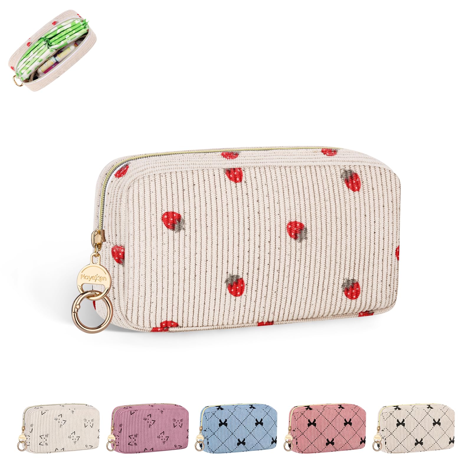 Playexen porta-tampones corduroy, bolso práctico y ordenado para viajes.