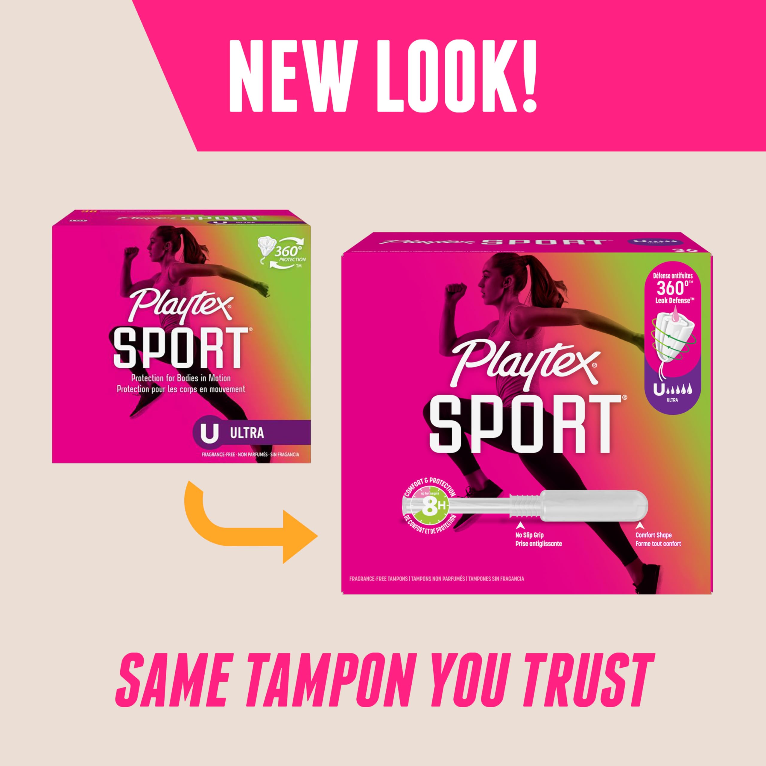 Aplicador cónico de inserción suave en Playtex Sport para colocación precisa