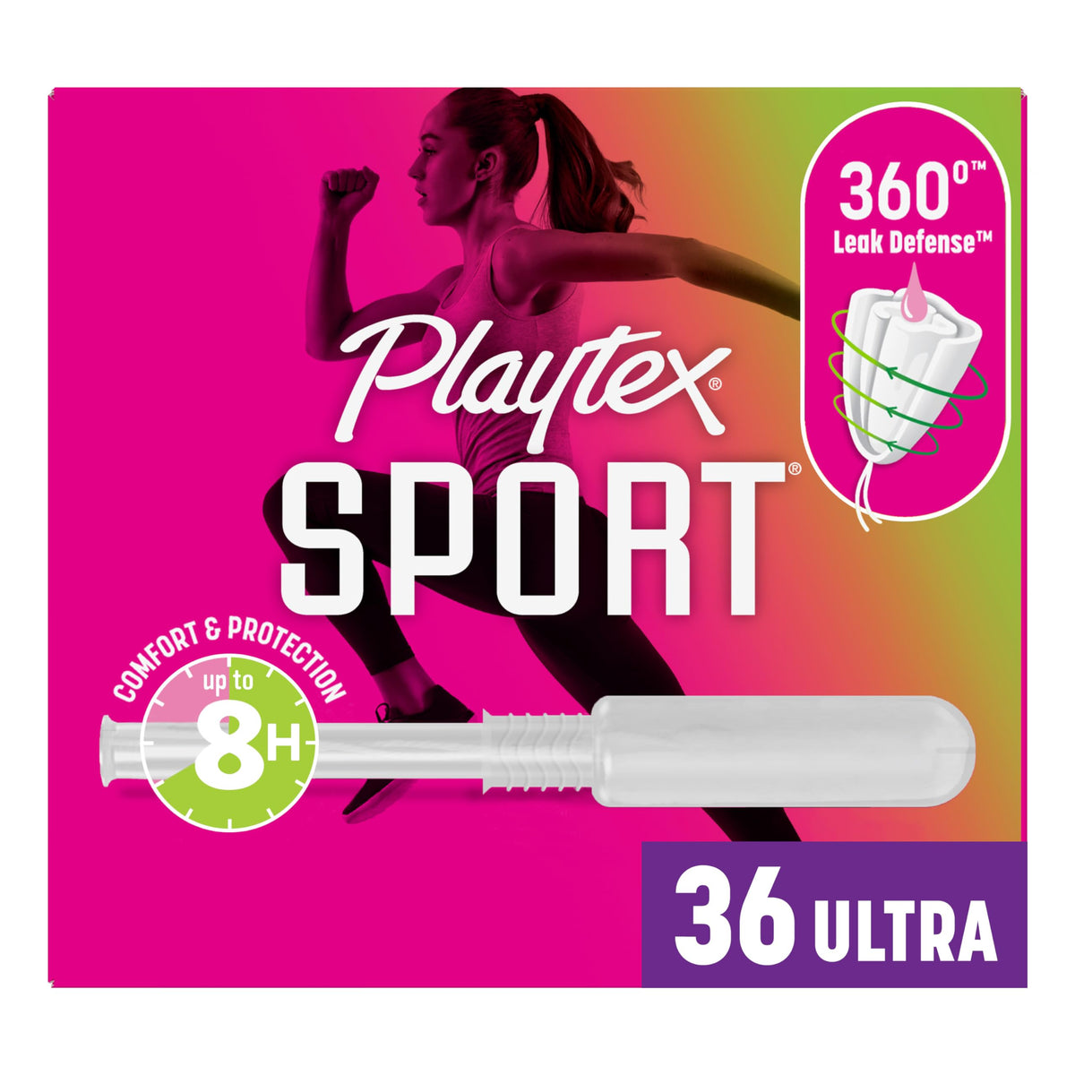 Playtex Sport tampón Ultra con aplicador ergonómico para inserción cómoda durante el ejercicio