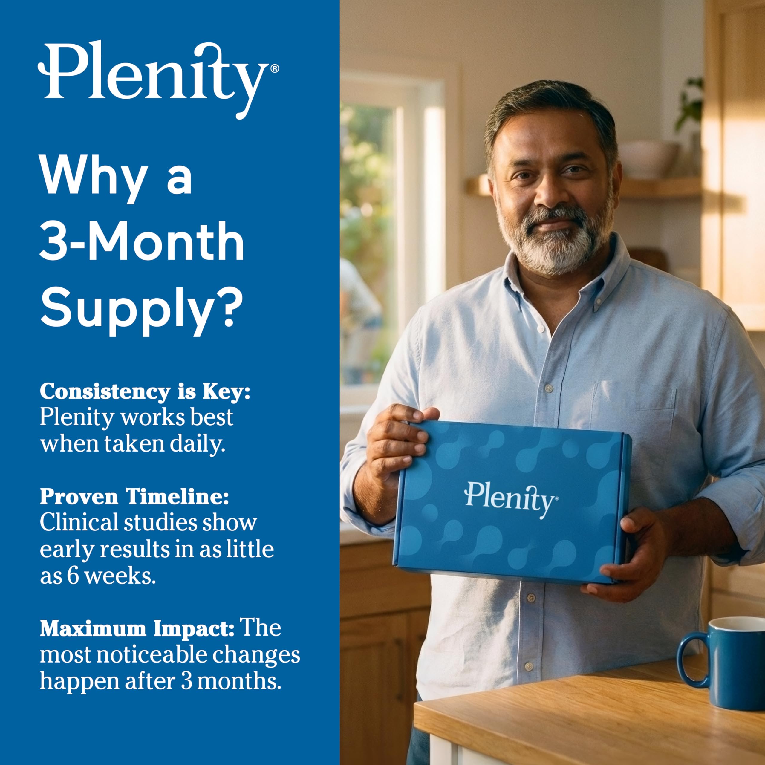 Plenity suministro de tres meses facilita la constancia.