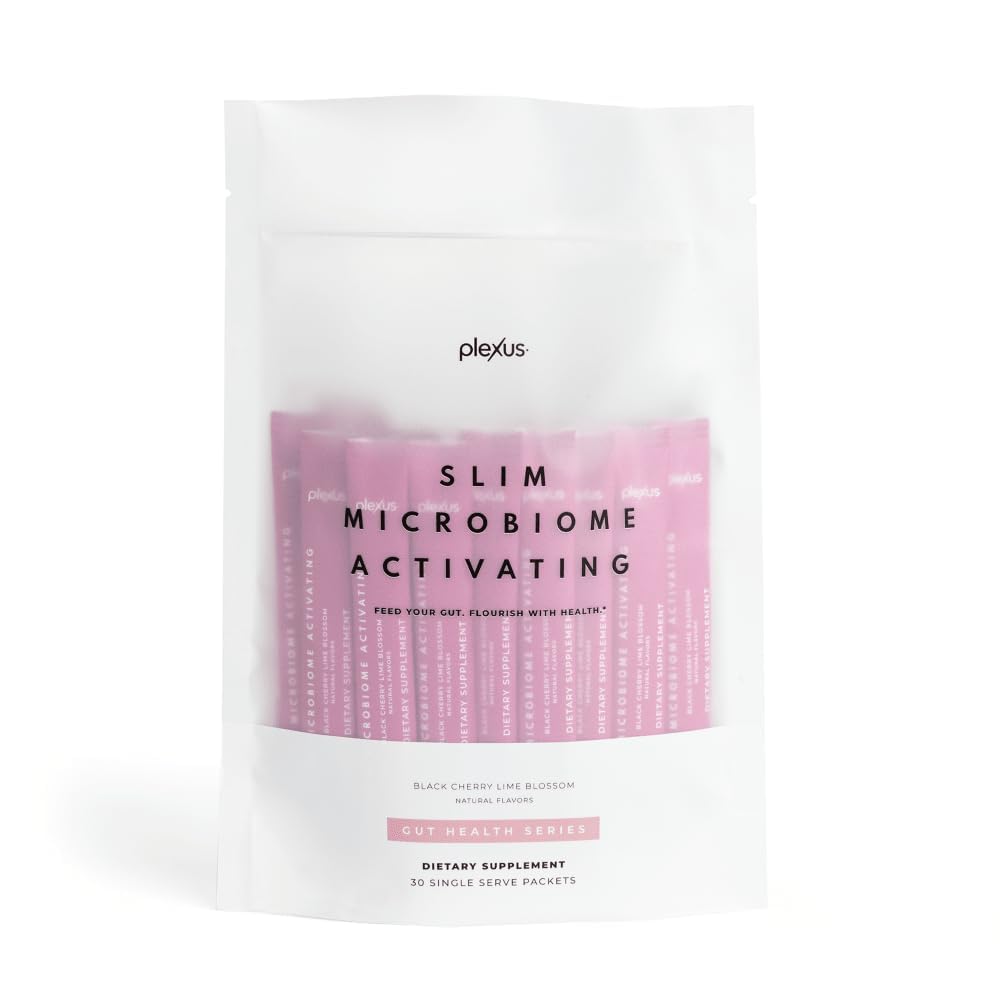 Plexus Slim MicroBiome: botella y vaso, listo para hidratar y apoyar el metabolismo.