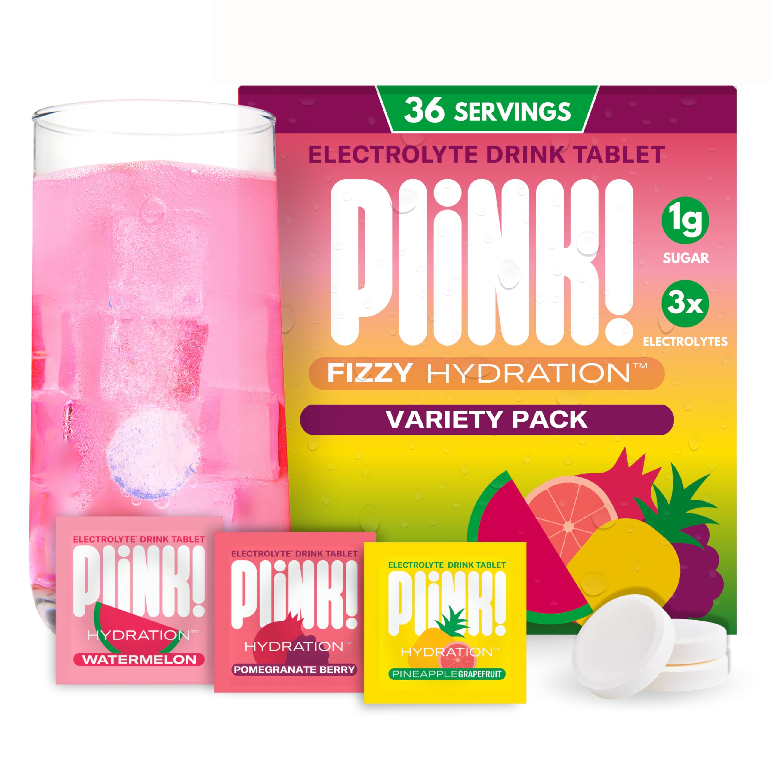 Plink Pack Frutal tabletas efervescentes para hidratación diaria en agua