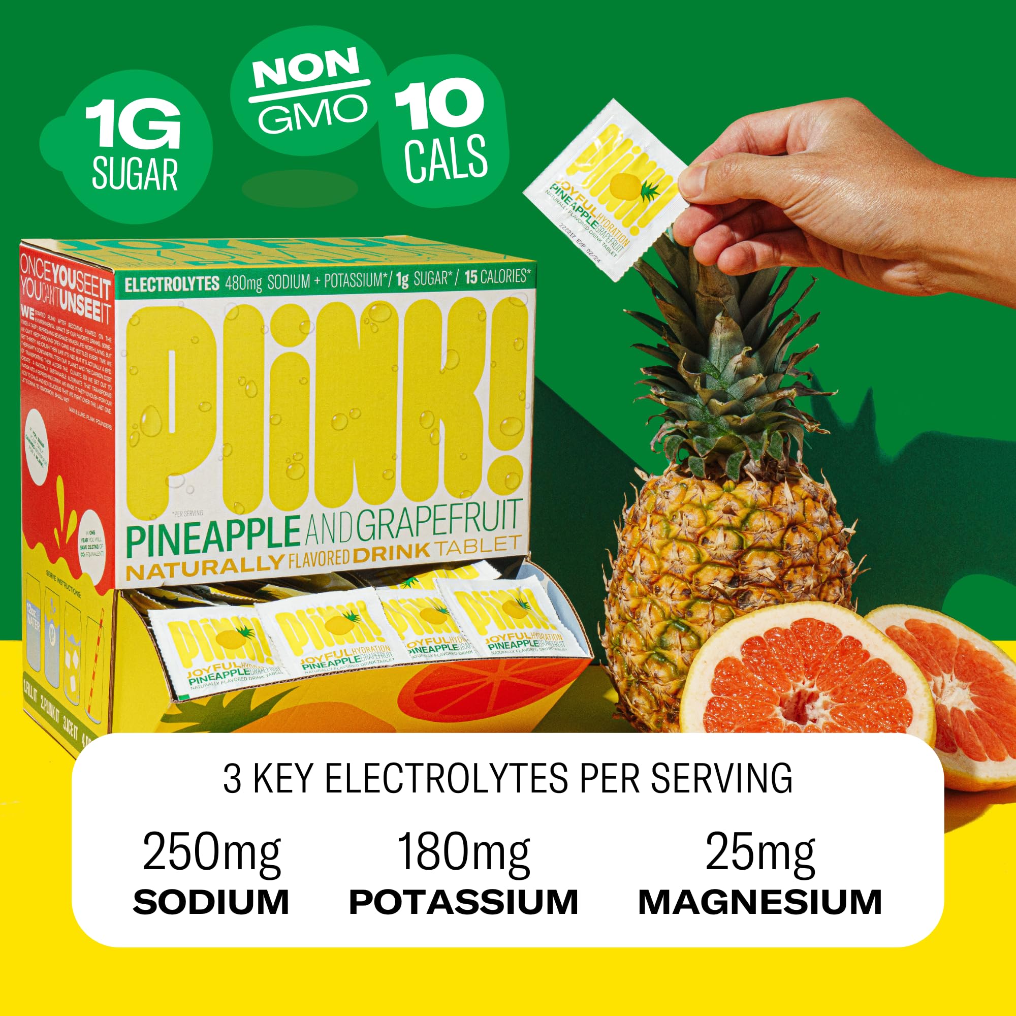 Plink tabletas sabor piña toronja, ideal para recargar tras entreno.