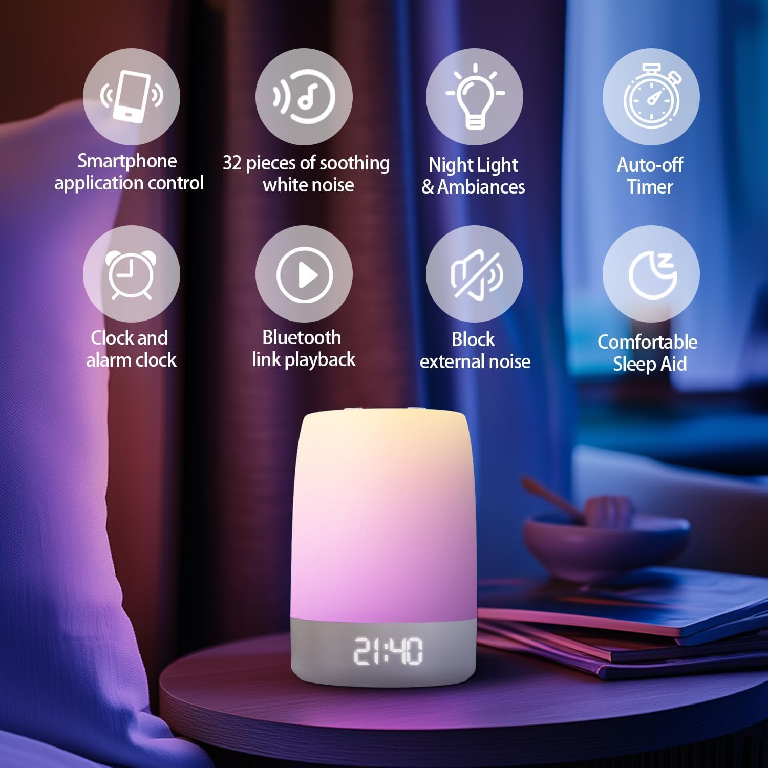PLJVOYK Reloj alarma digital con luz de amanecer para despertar suave