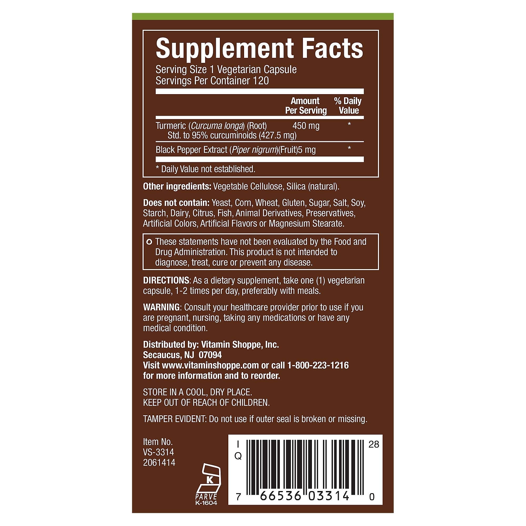plnt cúrcuma etiqueta nutricional: datos de antioxidantes y sin OGM