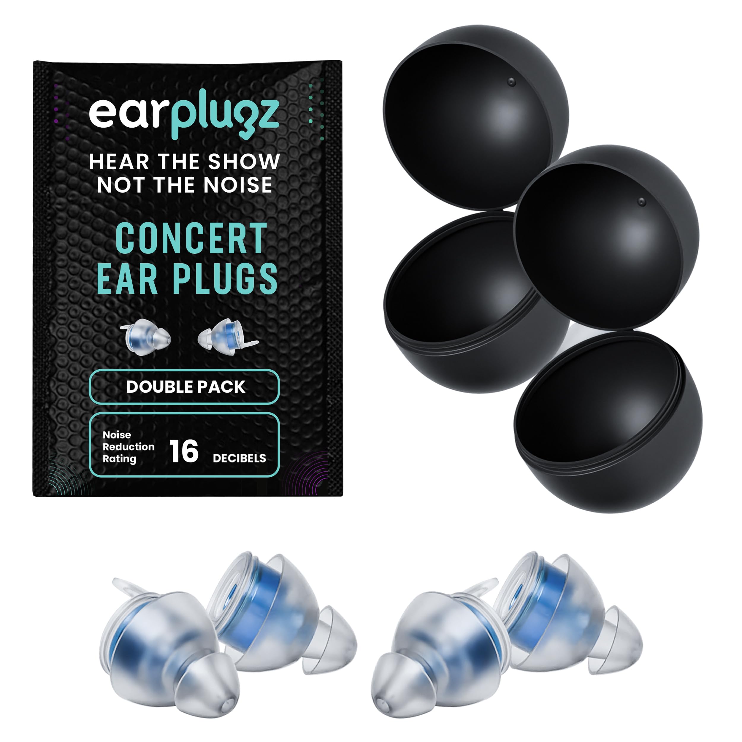 Plugz tapones de concierto azules, invisibles y discretos para escuchar música con claridad.