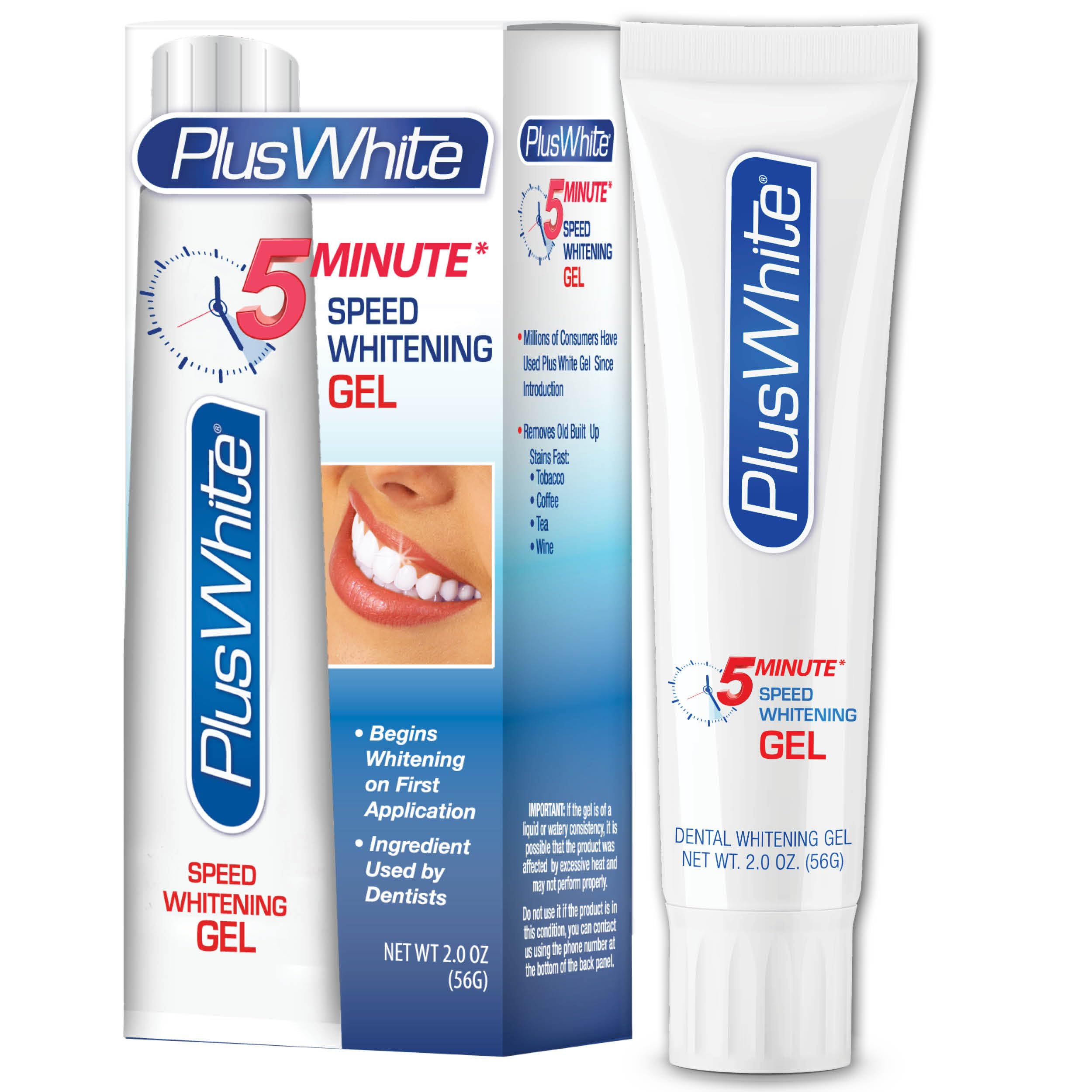 Plus White Speed Gel, botella vertido, facilita aplicación precisa en casa.