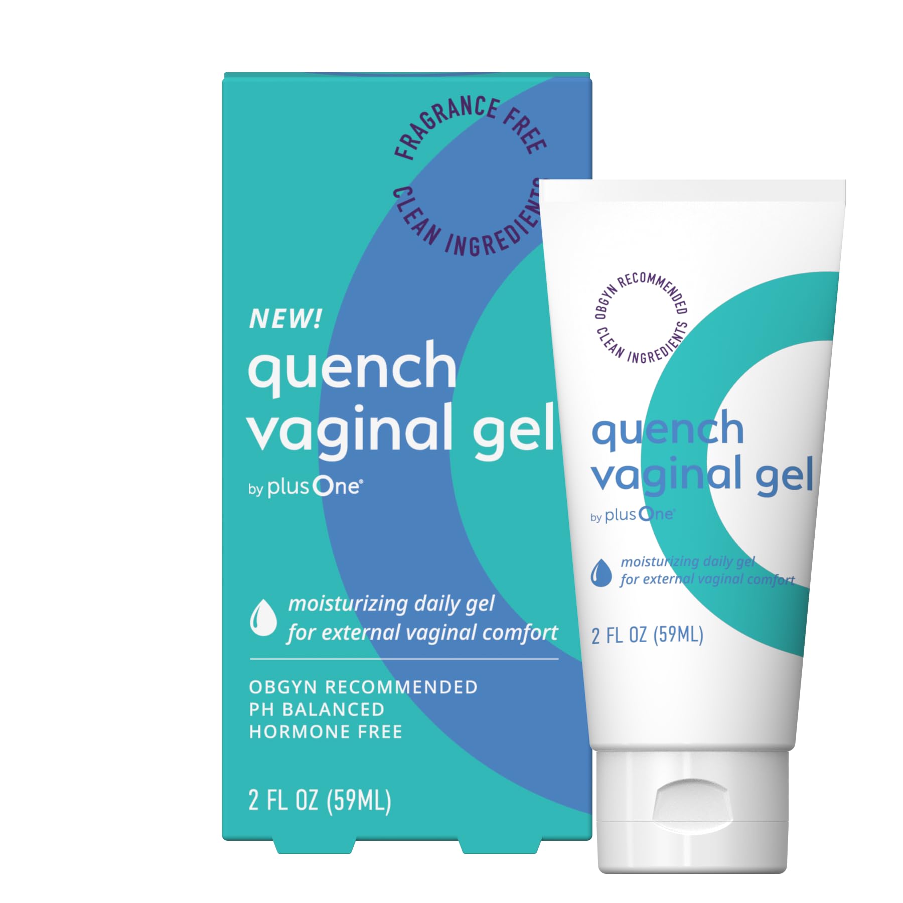 Botella PlusOne gel humectante vaginal de larga duración para uso diario.