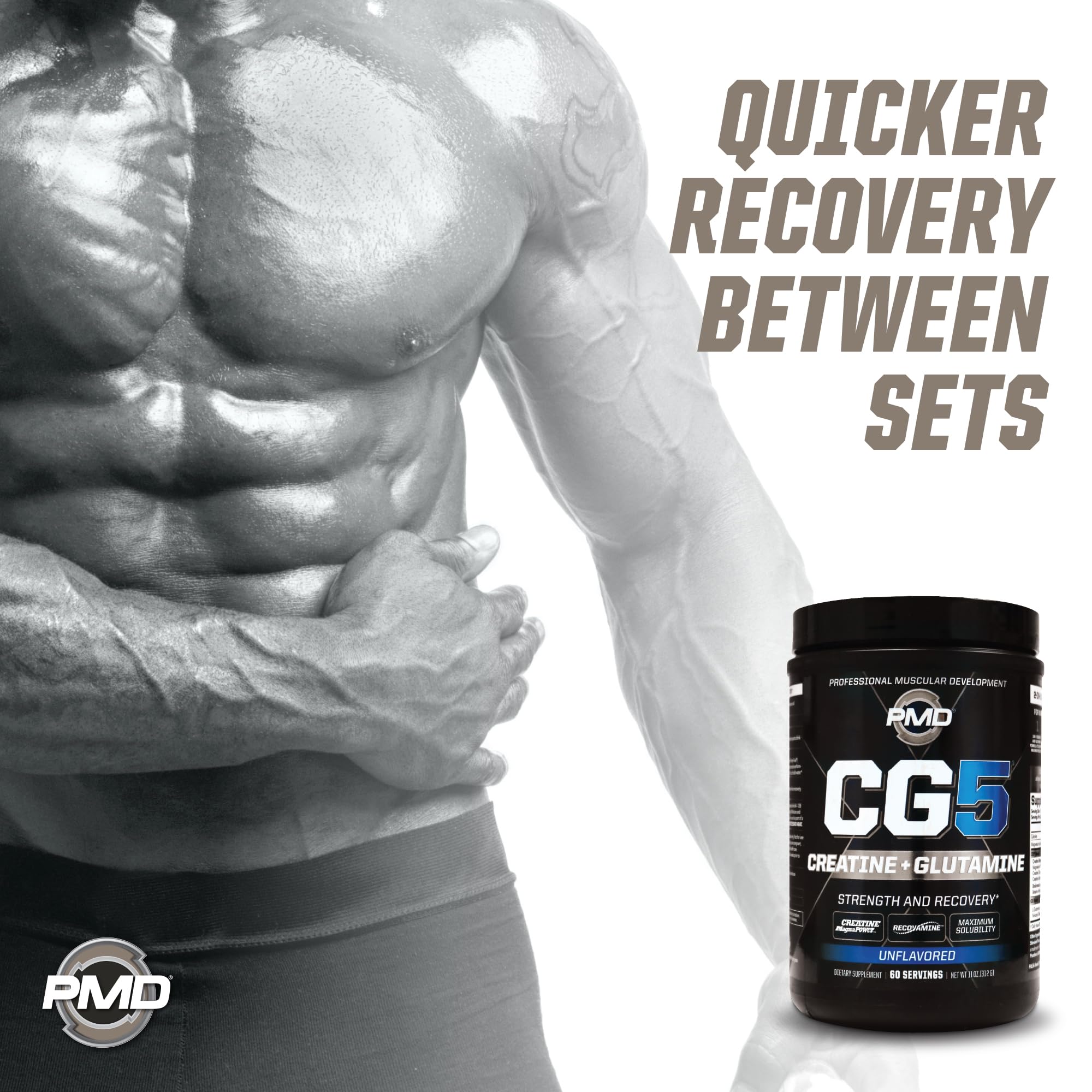 PMD Sports CG5: glutamina para apoyo inmunitario y digestión saludable.