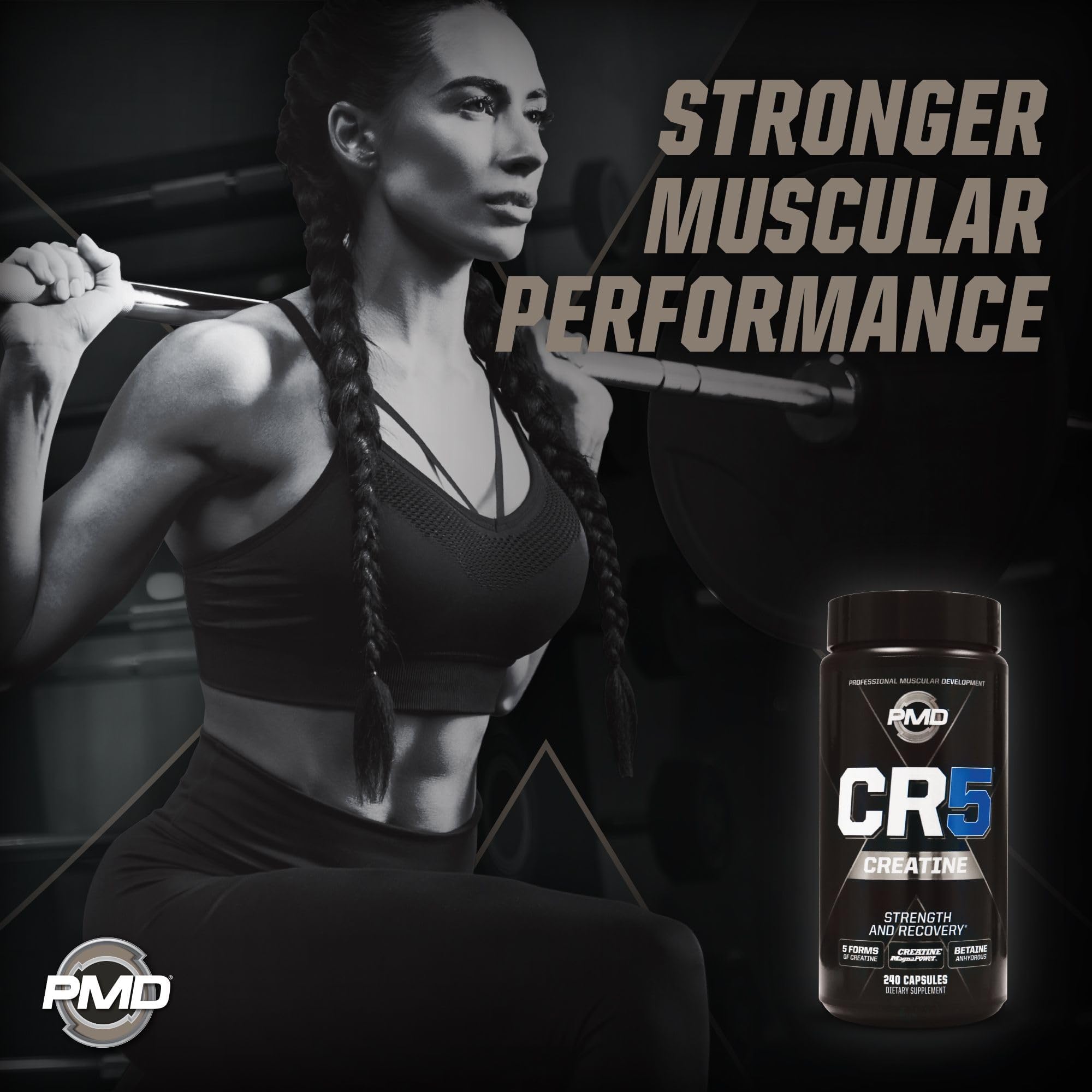 PMD Sports CR5, detalle de capsula, demuestra alta biodisponibilidad para resultados potenciales.