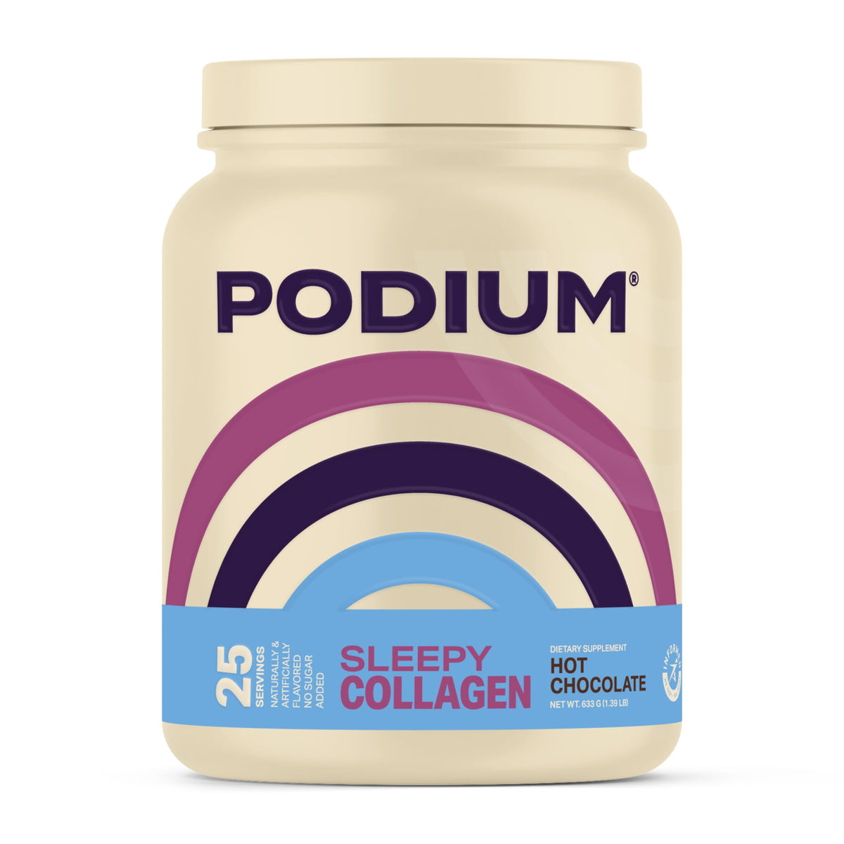 Podium Sleepy Collagen con chocolate en taza, experiencia reconfortante para la noche.