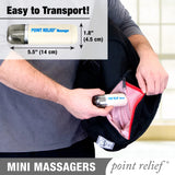 Point Relief Mini-Massager funciona casi en silencio para uso discreto.