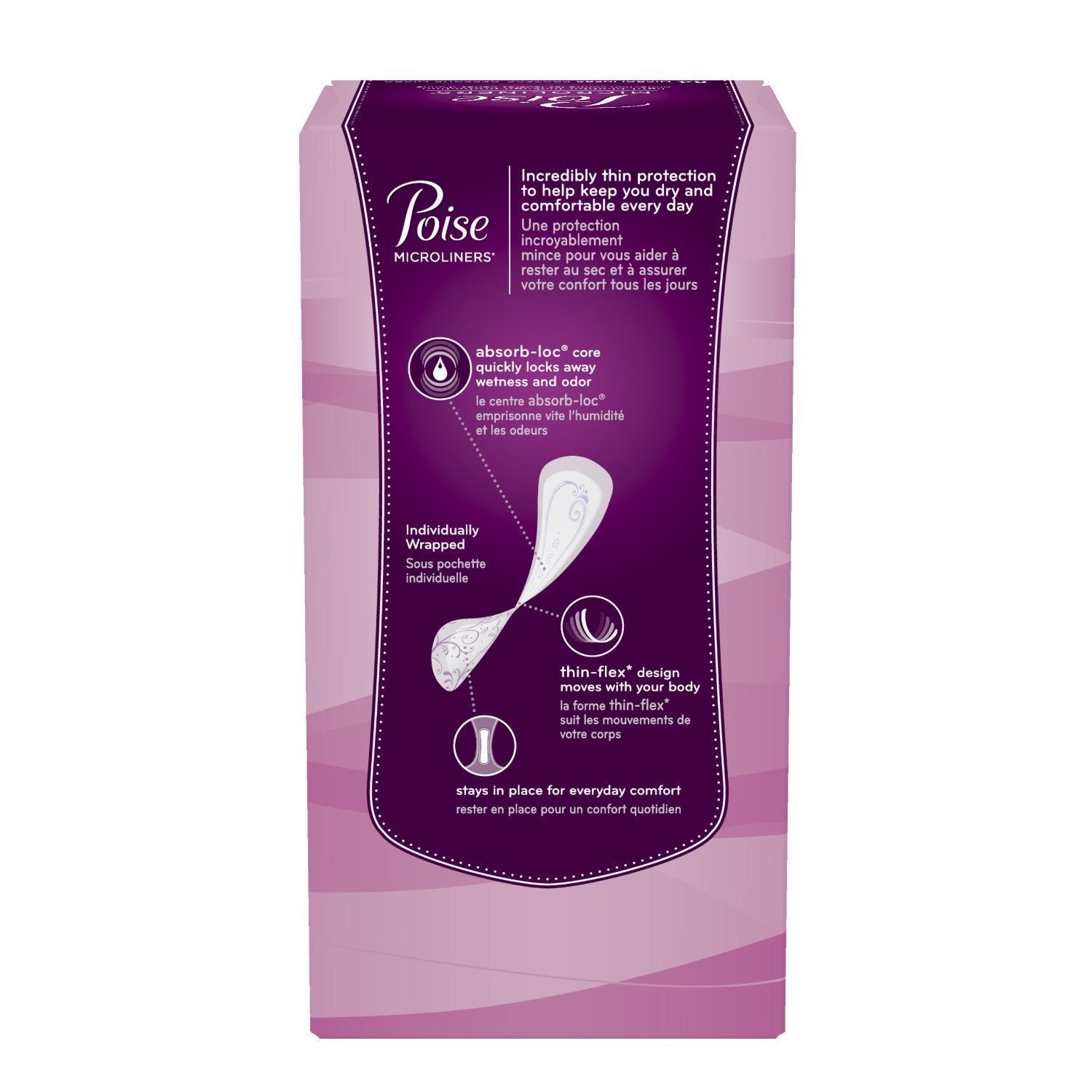 Poise Microliners, superficie suave para comodidad durante el día.