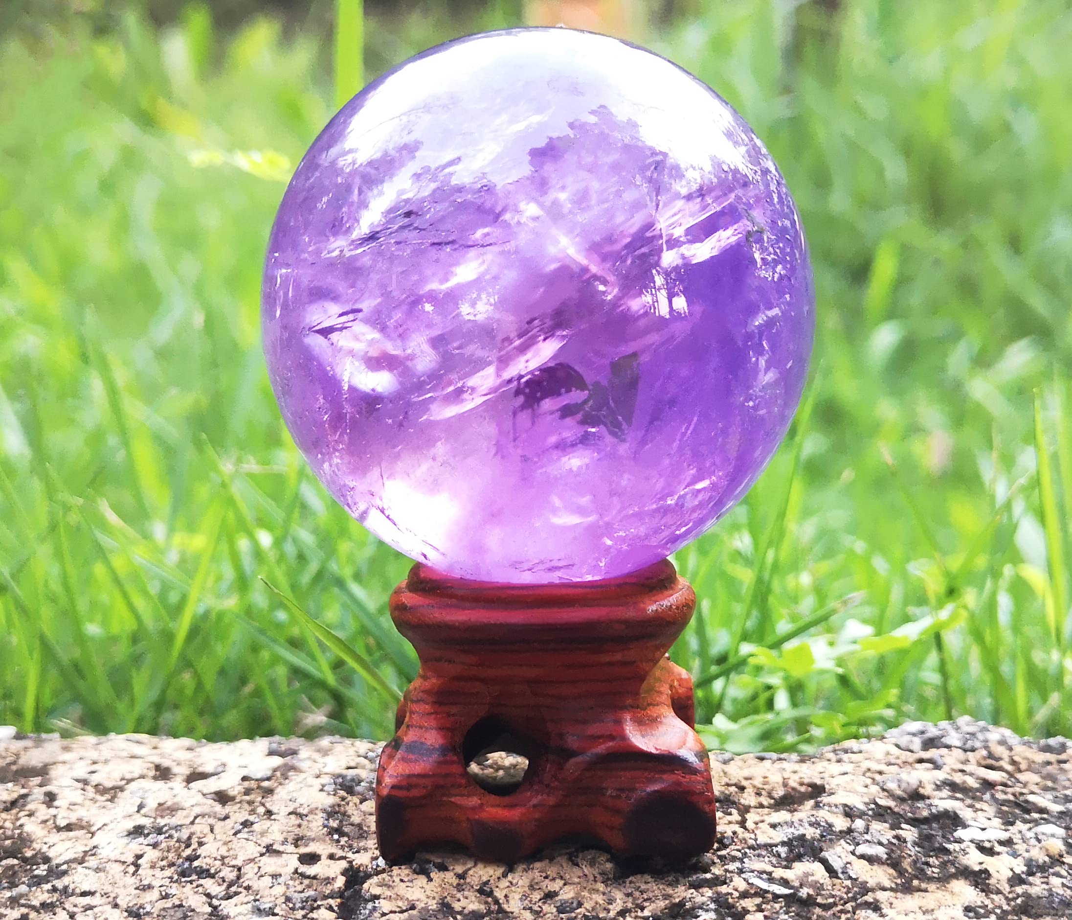 Polar Jade esfera amatista manual artesanal, pieza única para enfoque y calma