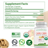 Polvo crudo Camu Camu en frasco de Mother Nature Organics para batidos