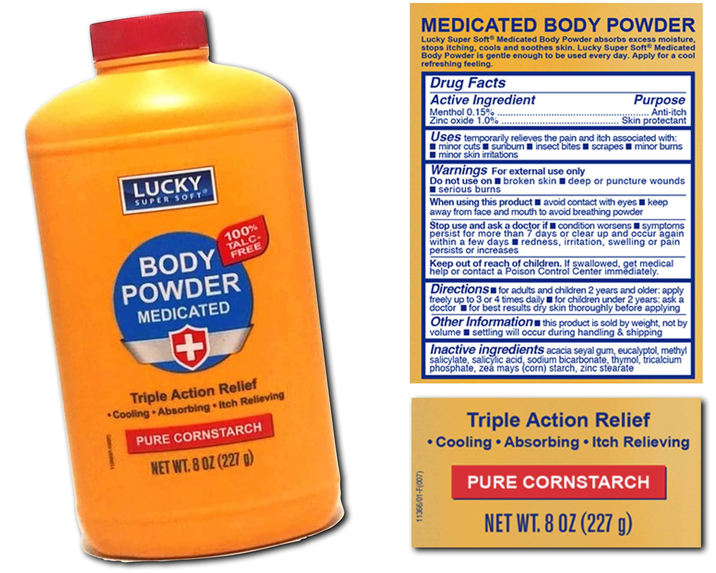 Polvo corporal medicado tras la ducha, sensación de sequedad y frescor.