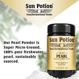 Postres espolvoreados con Polvo de Perla Sun Potion para un toque elegante.