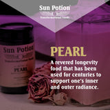 Mezcla suave de Elixir Sun Potion con Polvo de Perla para bebidas.