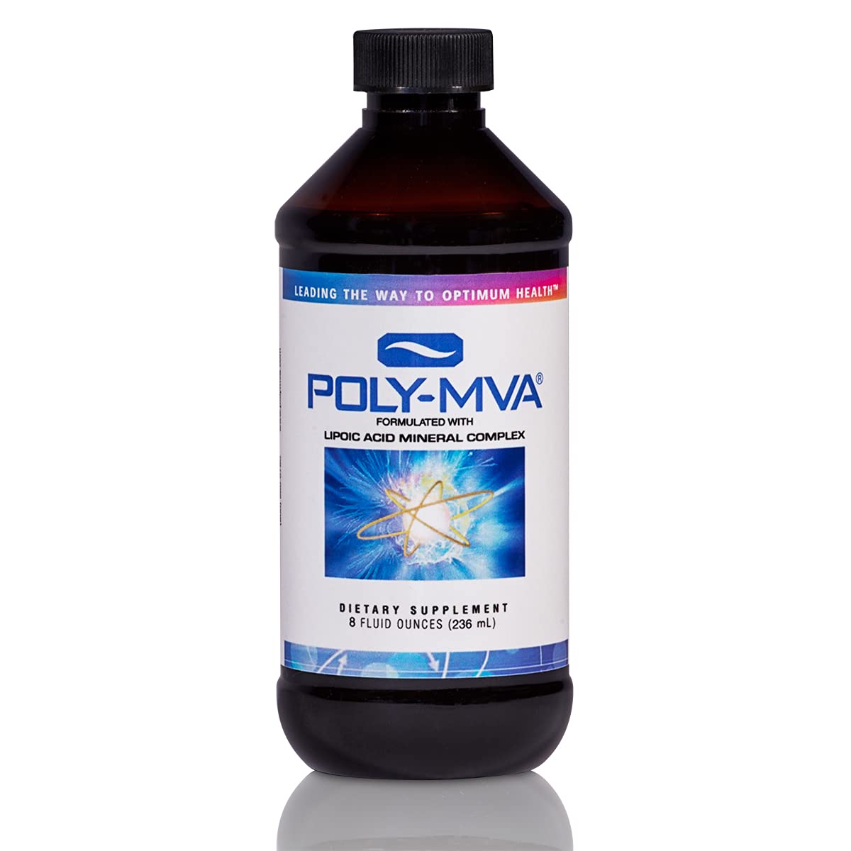 Poly-MVA equilibrio: vertido de la botella para consumo diario y apoyo energético.
