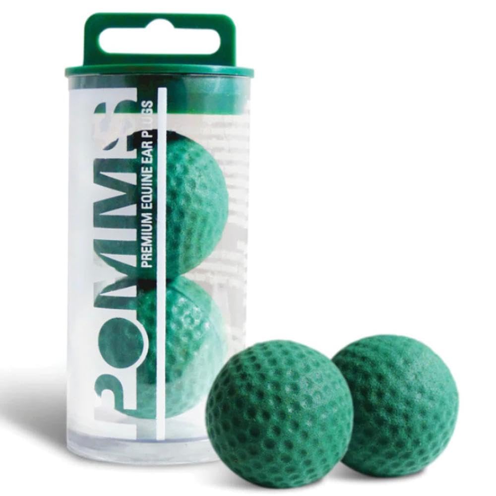 Tapones Pomms para orejas de caballo en verde, protección suave contra viento y ruidos distrayentes