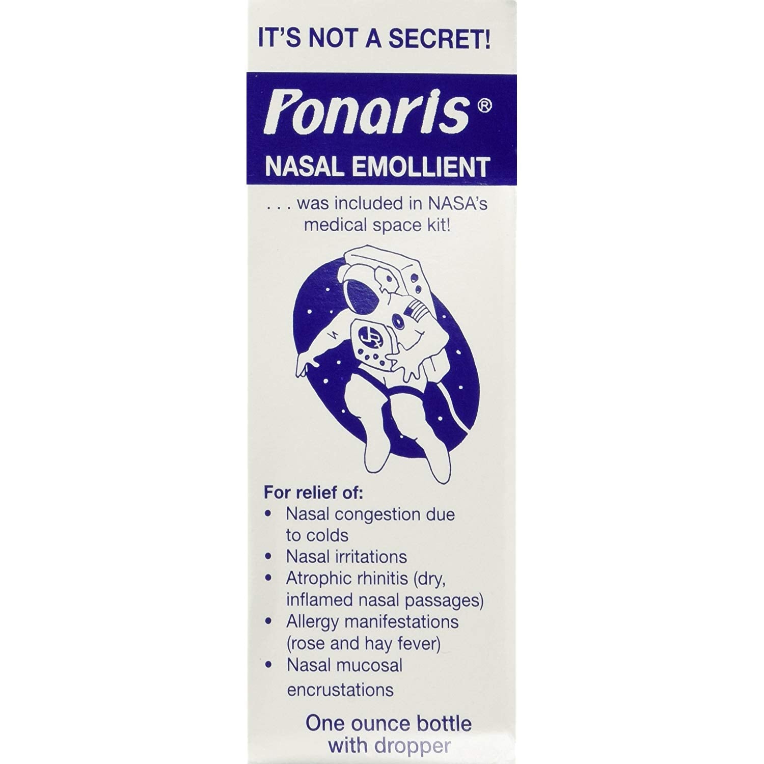 Ponaris emoliente nasal, botella de 1 onza, mantiene la nariz hidratada y cómoda