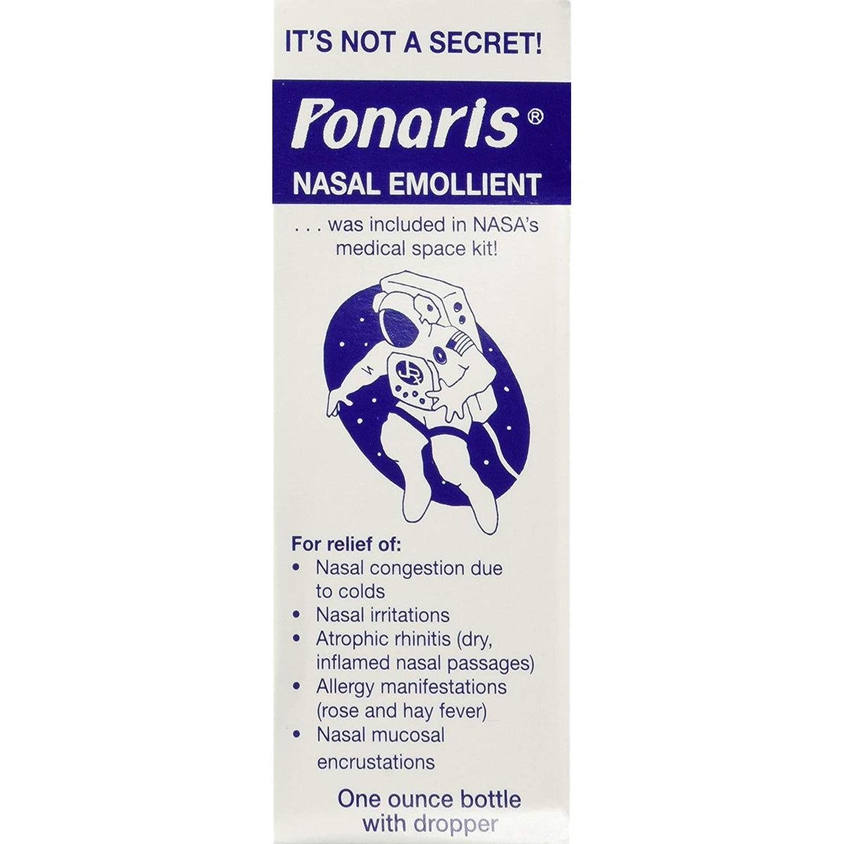 Ponaris emoliente nasal, botella de 1 onza, mantiene la nariz hidratada y cómoda