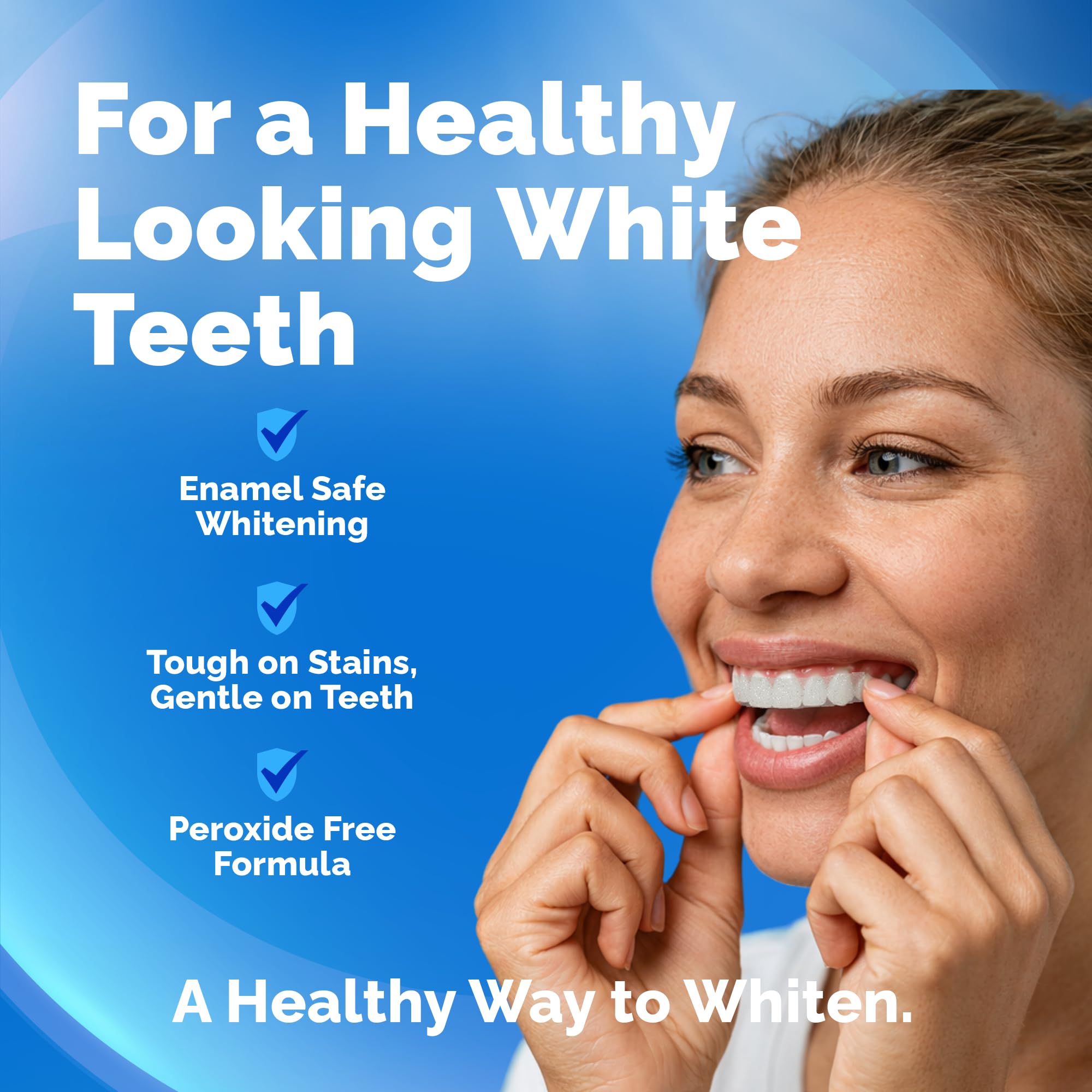 Pop On Veneers cinta blanqueadora sin peróxido para uso diario.