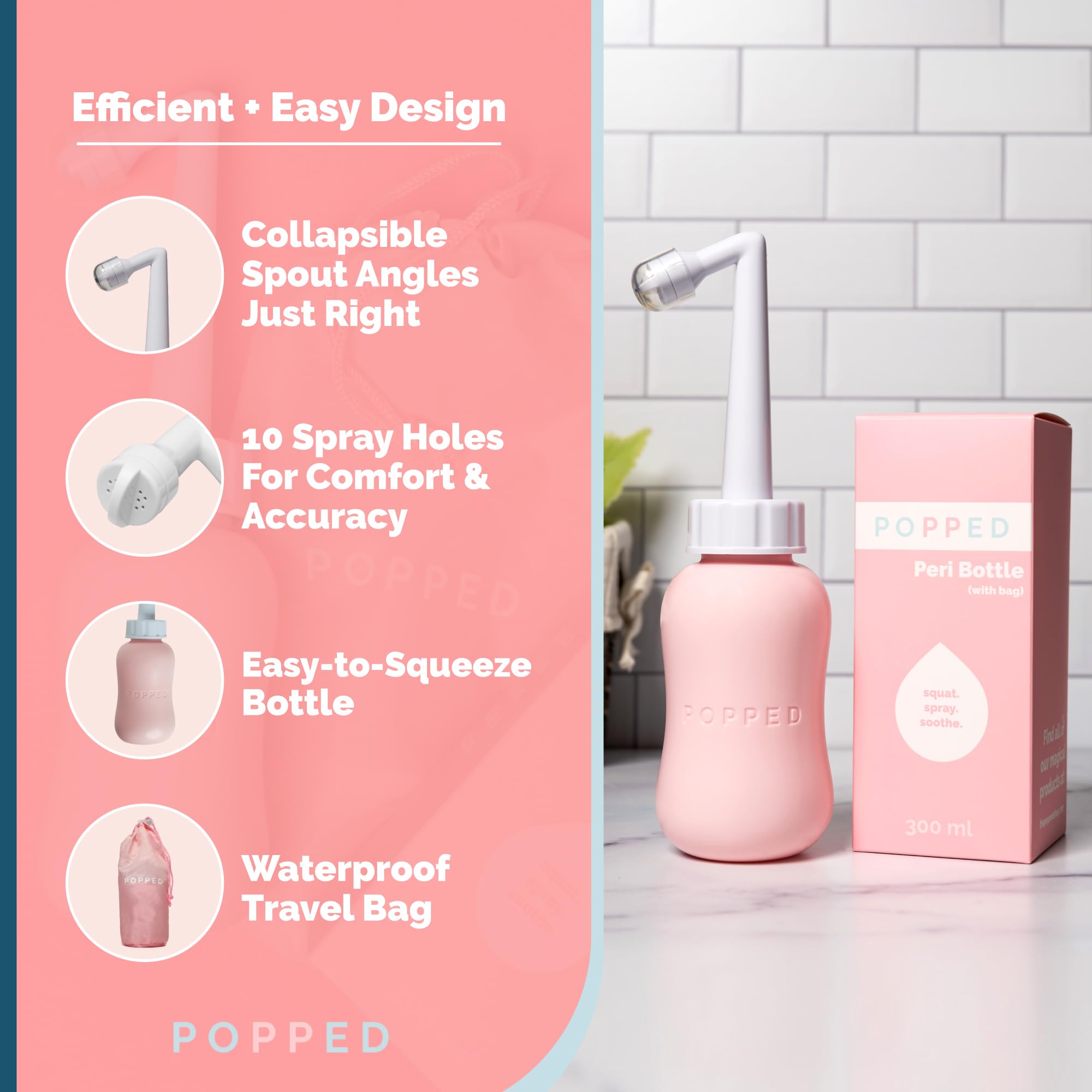 Botella peri POPPED, uso multipropósito para higiene diaria