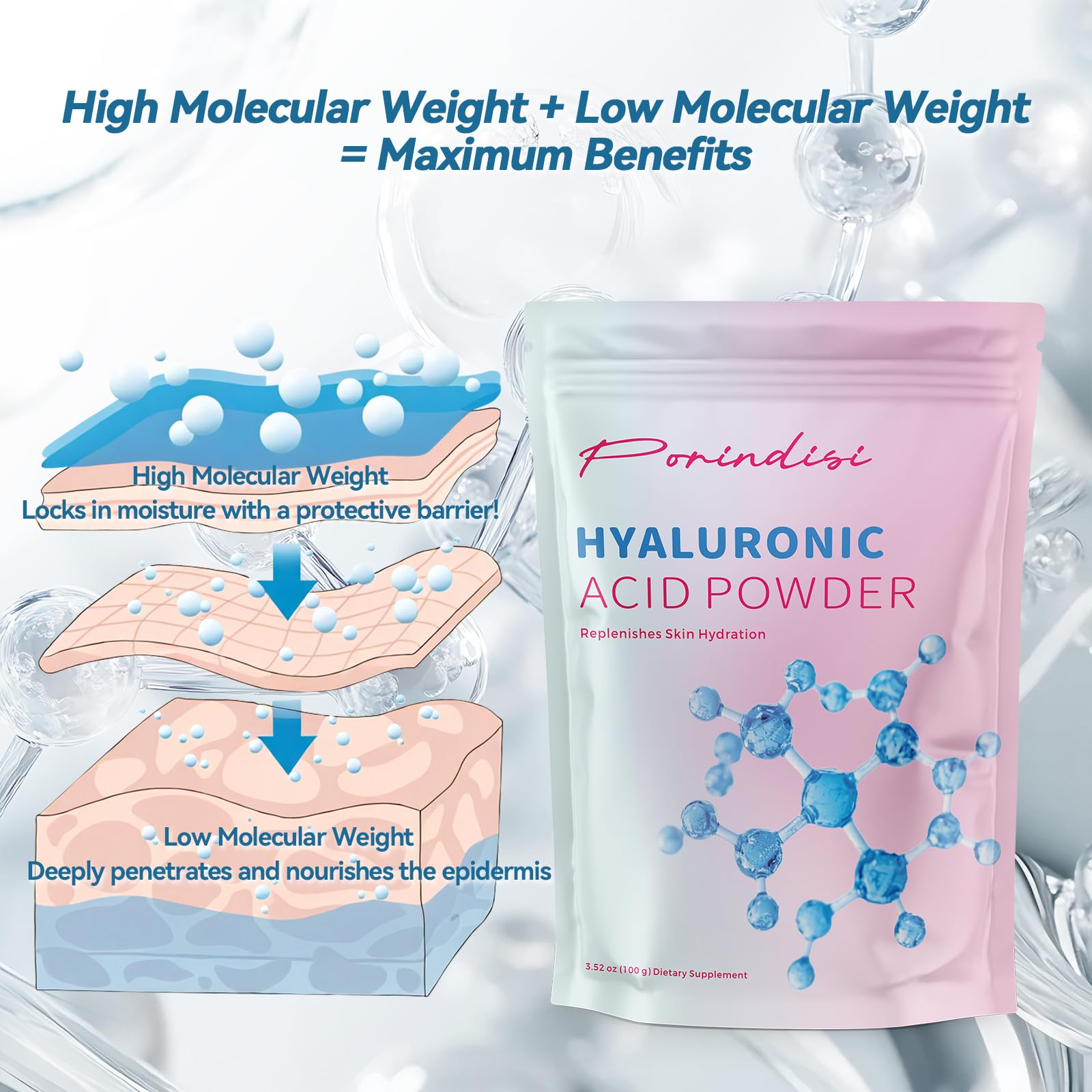 Porindisi mezcla cremas lociones polvo hialuronico: potencia la crema con hidratación.