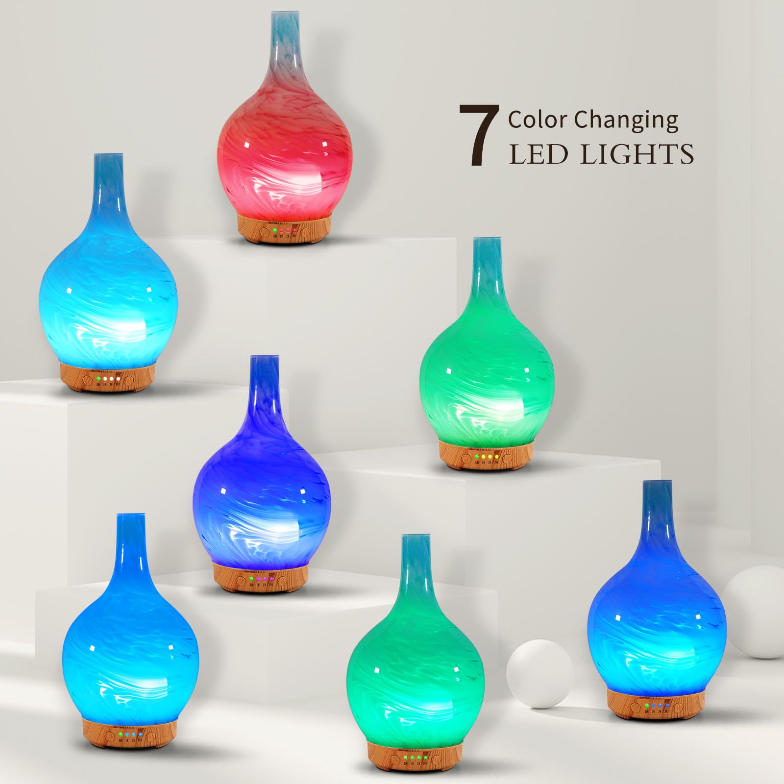 Porseme difusor 150 ml con iluminación LED de 7 colores para ambiente