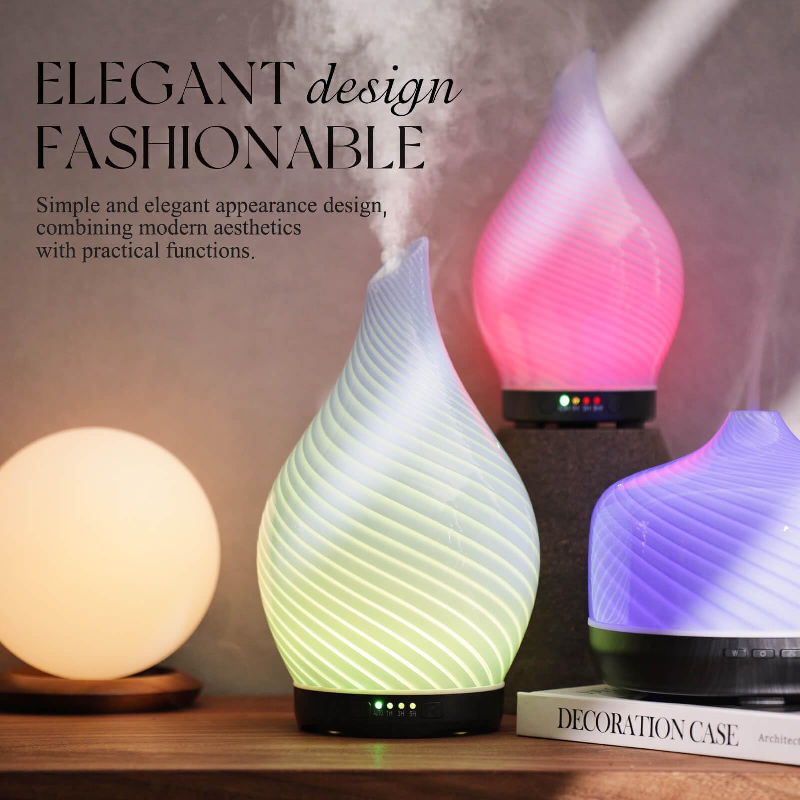 Porseme difusor con 7 colores de luces para crear atmósferas relajantes.