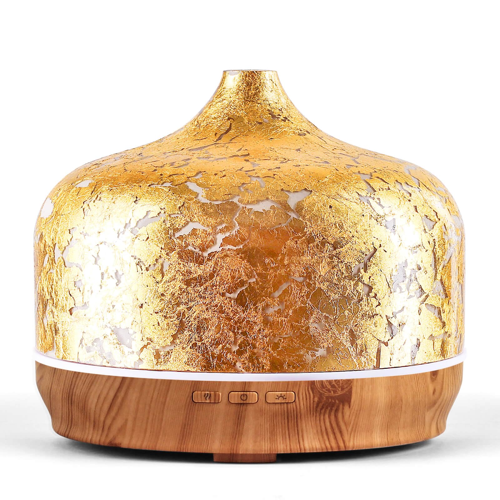 Porseme difusor de vidrio 500ml con acabado dorado para ambientes amplios.
