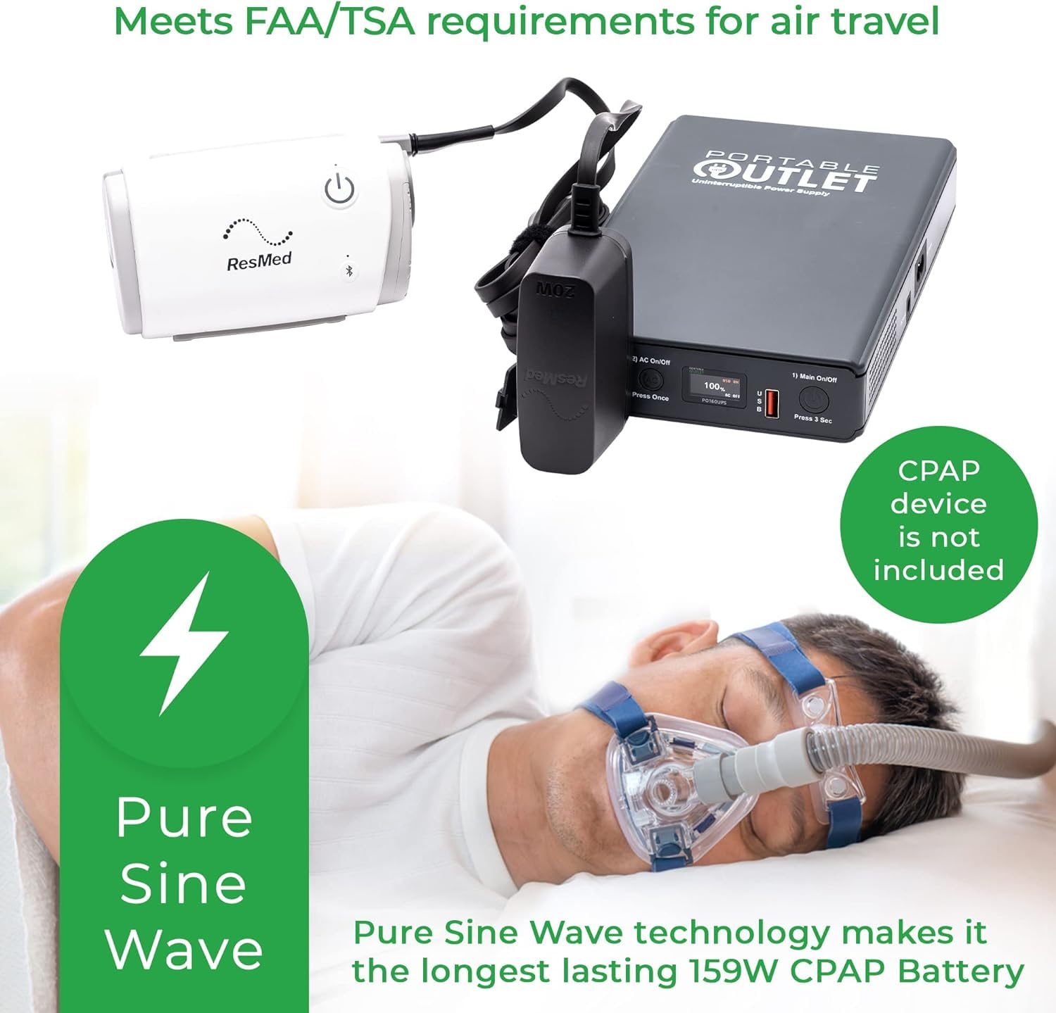 Duración de 8-10 horas con Portable Outlet PO-160UPSv2 para uso doméstico